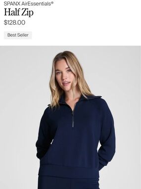 NWT SPANX Navy Half-Zip Pullover Sweatshirt